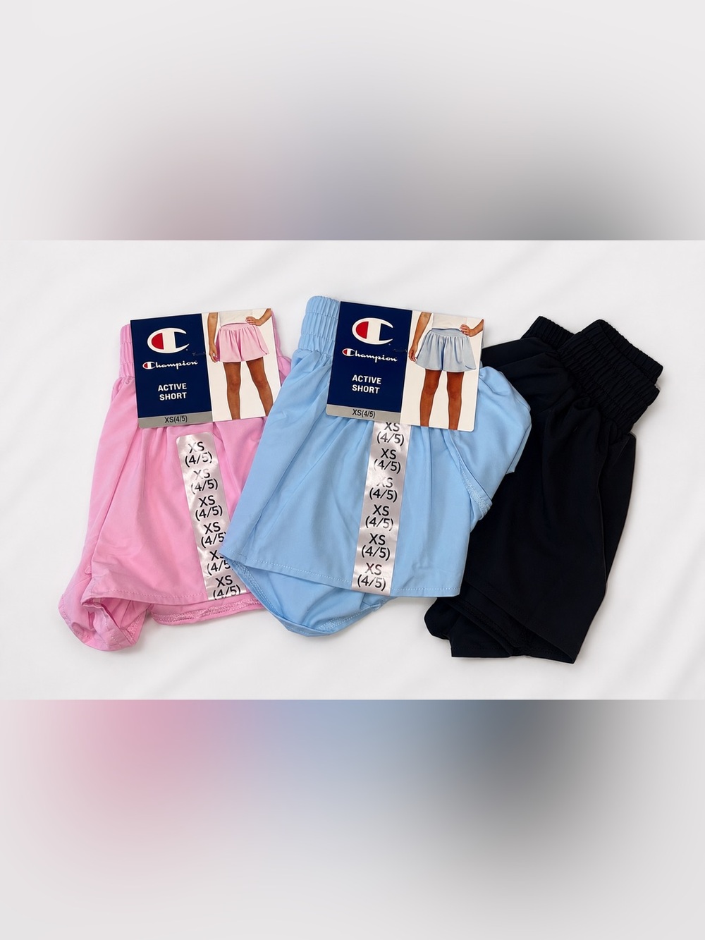 Champion Kids Pink, Light Blue & Black Active Shorts Trio